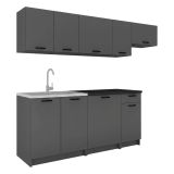 Cucina Nero Antracite Modulabile Con cassetto, Elettrodomestici non inclusi - Rostas