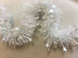 Decorazione da Natale Bossons, Addobbo natalizio, Ornamento da natale, Decorazione festiva, Made in Italy, 1000x8 h8 cm, Bianco