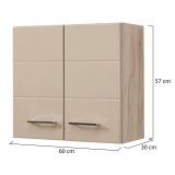 Dispensa da Cucina Beige Marrone Rovere Nodi un Ripiano 2 Ante 60x30x57h cm, 2 Vani - Volvera
