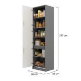 Dispensa da Cucina Bianco Grigio 5 Ripiani 3 Ante 60x58x215h cm, Apertura Battente - Moiolaa