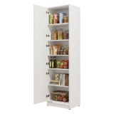 Dispensa da Cucina Bianco Nero 5 Ripiani 3 Ante 60x58x215h cm, Apertura Battente - Falmentaa