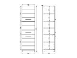 Dispensa da Cucina Bianco Nero 5 Ripiani 3 Ante 60x58x215h cm, Apertura Battente - Falmentaa