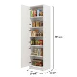 Dispensa da Cucina Bianco Nero 5 Ripiani 3 Ante 60x58x215h cm, Apertura Battente - Falmentaa