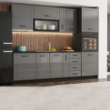 Dispensa da Cucina Grigio Nero 5 Ripiani Apertura Battente 60x58x214h cm, 2 Ante - Mogan