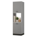Dispensa da Cucina Grigio Nero 5 Ripiani Apertura Battente 60x58x214h cm, 2 Ante - Mogan