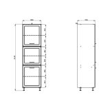 Dispensa da Cucina Grigio Nero 5 Ripiani Apertura Battente 60x58x214h cm, 2 Ante - Mogan