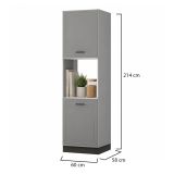 Dispensa da Cucina Grigio Nero 5 Ripiani Apertura Battente 60x58x214h cm, 2 Ante - Mogan