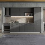 Dispensa da Cucina Nero Antracite Grigio 6 Ripiani Apertura Battente 60x58x214h cm, 3 Ante - Cochem