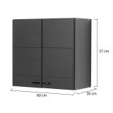 Dispensa da Cucina Nero Antracite un Ripiano 2 Ante 60x30x57h cm, 2 Vani - Palmiano