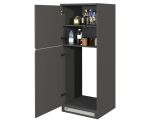 Dispensa da cucina Plinio, Mobile multiuso, Armadio porta frigo a 2 ante, 100% Made in Italy, 60x60h165 cm, Antracite e Ardesia