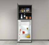 Dispensa da cucina Plinio, Mobile multiuso, Armadio porta frigo a 2 ante, 100% Made in Italy, 60x60h165 cm, Antracite e Ardesia