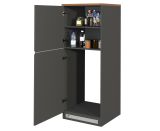 Dispensa da cucina Plinio, Mobile multiuso, Armadio porta frigo a 2 ante, 100% Made in Italy, 60x60h165 cm, Antracite e Rovere