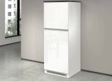 Dispensa da cucina Plinio, Mobile multiuso, Armadio porta frigo a 2 ante, 100% Made in Italy, 60x60h165 cm, Bianco lucido e Ardesia