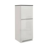 Dispensa da cucina Plinio, Mobile multiuso, Armadio porta frigo a 2 ante, 100% Made in Italy, 60x60h165 cm, Bianco lucido e Ardesia