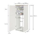 Dispensa da cucina Plinio, Mobile multiuso, Armadio porta frigo a 2 ante, 100% Made in Italy, 60x60h165 cm, Bianco lucido e Ardesia