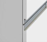 Dispensa da cucina Plinio, Mobile multiuso, Armadio porta frigo a 2 ante, 100% Made in Italy, 60x60h165 cm, Bianco lucido e Rovere