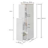Dispensa da cucina Quintino, Mobile multiuso, Armadio portaoggetti a 2 cassettoni, 100% Made in Italy, 30x60h165 cm, Antracite e Ardesia