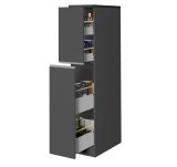 Dispensa da cucina Quintino, Mobile multiuso, Armadio portaoggetti a 2 cassettoni, 100% Made in Italy, 30x60h165 cm, Antracite e Ardesia