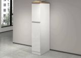 Dispensa da cucina Quintino, Mobile multiuso, Armadio portaoggetti a 2 cassettoni, 100% Made in Italy, 30x60h165 cm, Bianco lucido e Rovere