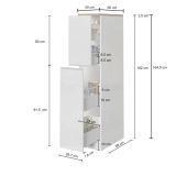 Dispensa da cucina Quintino, Mobile multiuso, Armadio portaoggetti a 2 cassettoni, 100% Made in Italy, 30x60h165 cm, Bianco lucido e Rovere