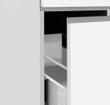 Dispensa da cucina Quintino, Mobile multiuso, Armadio portaoggetti a 2 cassettoni, 100% Made in Italy, 30x60h165 cm, Bianco lucido e Rovere