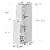Dispensa multiuso 2 ante 30x165h cm bianco lucido e ardesia - Atrax