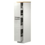Dispensa multiuso 2 ante 30x165h cm bianco lucido e rovere - Atrax