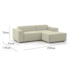 Divano 2 posti beige 220x170x70h cm - Amuleto