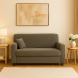 Divano 2 Posti Economico Salvaspazio 125x73x85h cm in Tessuto Grigio Moderno Imbottito per Piccoli Appartamenti e Ufficio con Braccioli – Andreia