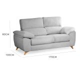 Divano 2 posti grigio 170x85x107h cm - Alien