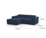 Divano 4 posti blu 240x170x70h cm - Assurte
