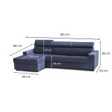 Divano angolare blu 280x95x85h cm - Akela