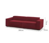 Divano angolare rosso 260x95x70h cm - Argo
