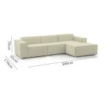 Divano con braccioli beige 300x170x70h cm - Ananas