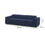 Divano con braccioli blu 260x95x70h cm - Argo