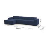 Divano con braccioli blu 340x170x70h cm - Atrillo