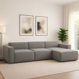 Divano con braccioli grigio 340x170x70h cm - Asvaldo