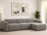 Divano con braccioli grigio 340x170x70h cm - Asvaldo