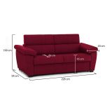 Divano con braccioli rosso 225x95x100h cm - Giffone