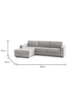 Divano con contenitore grigio 260x95x90h cm - Sodalite
