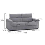 Divano design grigio 185x95x100h cm - Lapio