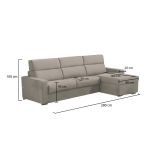Divano design tortora 280x160x100h cm - Vigonovo