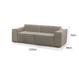 Divano elegante tortora 220x95x70h cm - Lepidolite