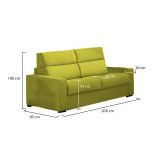 Divano elegante verde 200x95x100h cm - Letino