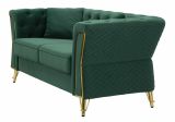 Divano fisso 2 posti Acre, Sofà dritto, Divanetto per salotto, Poltrona matrimoniale, 162x83 h76 cm, Verde e Oro