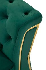 Divano fisso 2 posti Acre, Sofà dritto, Divanetto per salotto, Poltrona matrimoniale, 162x83 h76 cm, Verde e Oro
