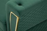 Divano fisso 2 posti Acre, Sofà dritto, Divanetto per salotto, Poltrona matrimoniale, 162x83 h76 cm, Verde e Oro