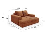 Divano Fisso 2 Posti Arancione Cuscini Sfoderabili Braccioli 162x167x86h cm, Posti a Sedere 2 - Comazzo