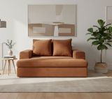 Divano Fisso 2 Posti Arancione Cuscini Sfoderabili Braccioli 162x167x86h cm, Posti a Sedere 2 - Comazzo
