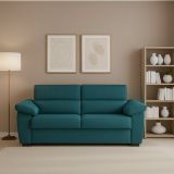 Divano Fisso 2 Posti Azzurro Sfoderabile Idrorepellente 185x95x100h cm, Lavabile Made in Italy - Pisogne